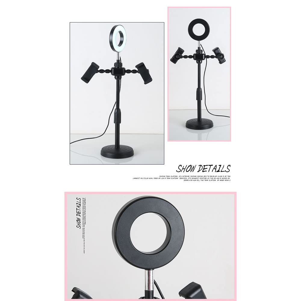 MINJUK 9Cm Round Fill Light Bracket - Anchor Live Streaming & Selfie Ring Light with Adjustable Stand, Desktop Beauty Lighting for YouTube/TikTok Videos, Makeup, Photography & Video Calls