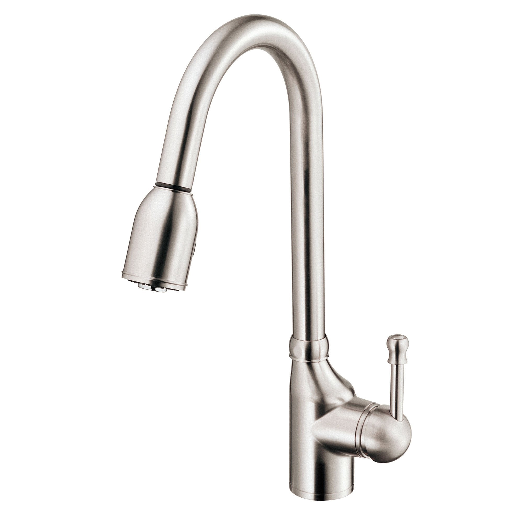 Danze Melrose Stainless Steel Single Handle High Arc Pull Down Kitchen Faucet with Sprayer - Modern Brushed Nickel Finish for Sink, Dishwashing & Food Prep