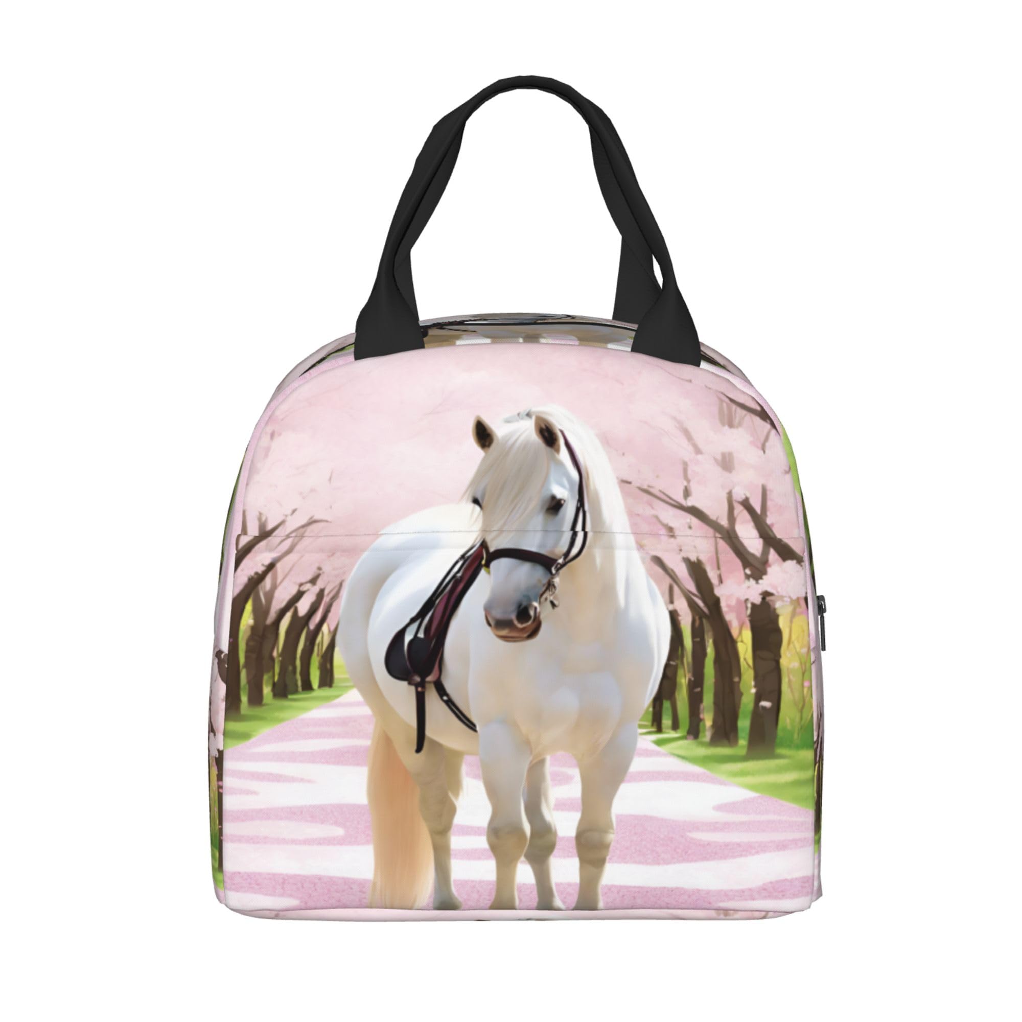 Insulated Lunch Box for Kids - Reusable Thermal Lunch Bag for Boys & Girls - Perfect for School, Camping, Hiking, Picnic, Beach & Travel - White Horse Design