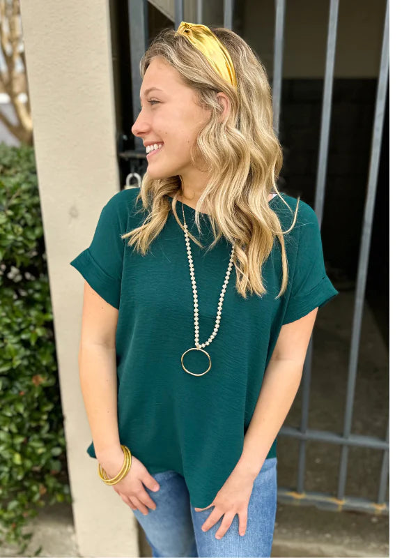 Jenna’s Favorite Women's Hunter Green Casual Top - Perfect for Everyday Wear, Office & Outings