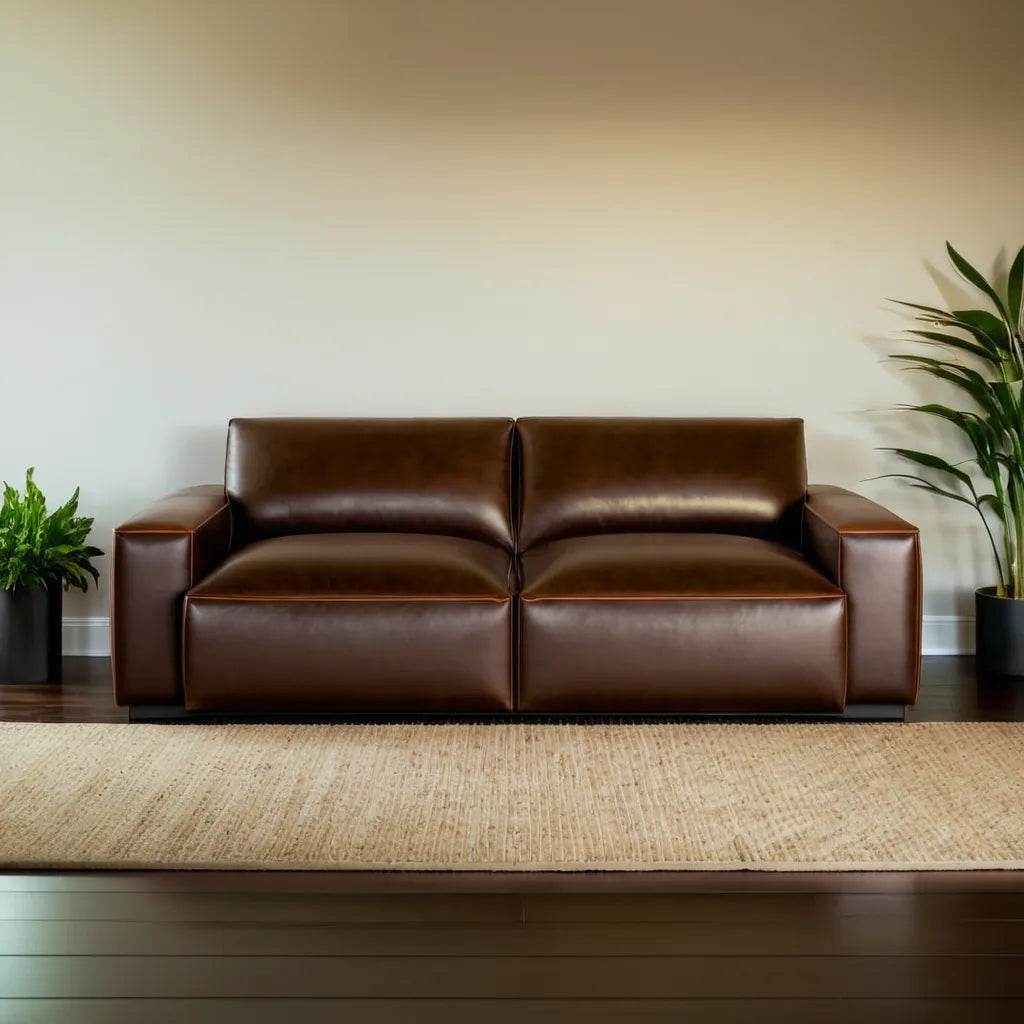 Giacomo Faux Leather 3-Seater Sofa - Modern PU Leather Loveseat for Living Room, Apartment & Office - Comfortable Contemporary Couch with Sturdy Metal Legs