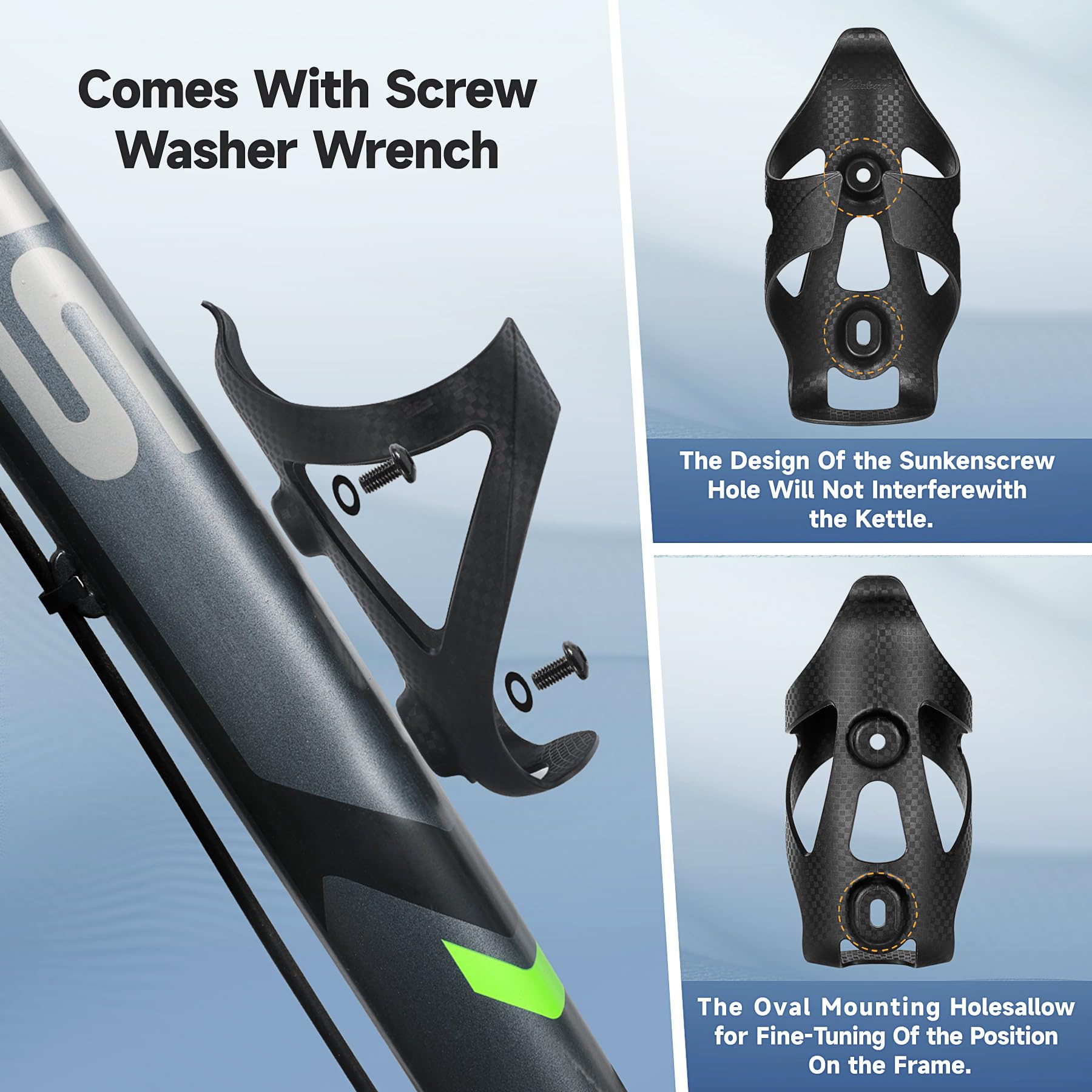 Carbon Fiber Bike Water Bottle Cage - Lightweight & Durable Plastic Drink Holder for Road & Mountain Bicycles - Secure Cup Mount for Cycling, Commuting & Outdoor Sports (1 Pack, Black)