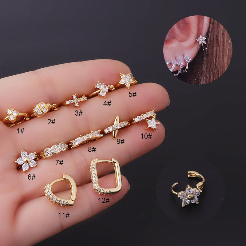 18K Gold Plated Cross Skeleton Cartilage Hoop Earrings for Women - Gothic Punk Style Body Jewelry for Tragus, Helix & Ear Piercings | Perfect for Parties, Concerts & Edgy Fashion Looks | HSPJ695