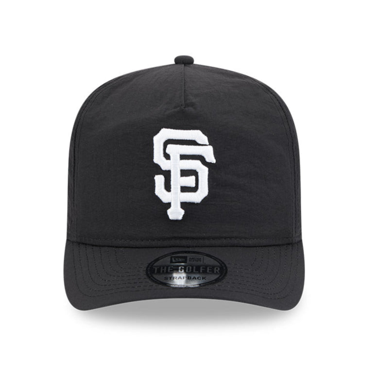 New Era San Francisco Giants Strapback Hat - Black Nylon Golf & Casual Wear Cap for Men & Women | Perfect for Golfing, Outdoor Sports & Everyday Fashion