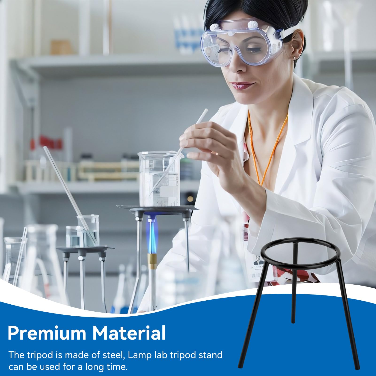 Lab Tripod Stand for Bunsen Burner & Alcohol Lamp - Durable Reusable Chemistry Lab Equipment - Ideal for Laboratory Experiments, Science Education & Classroom Use