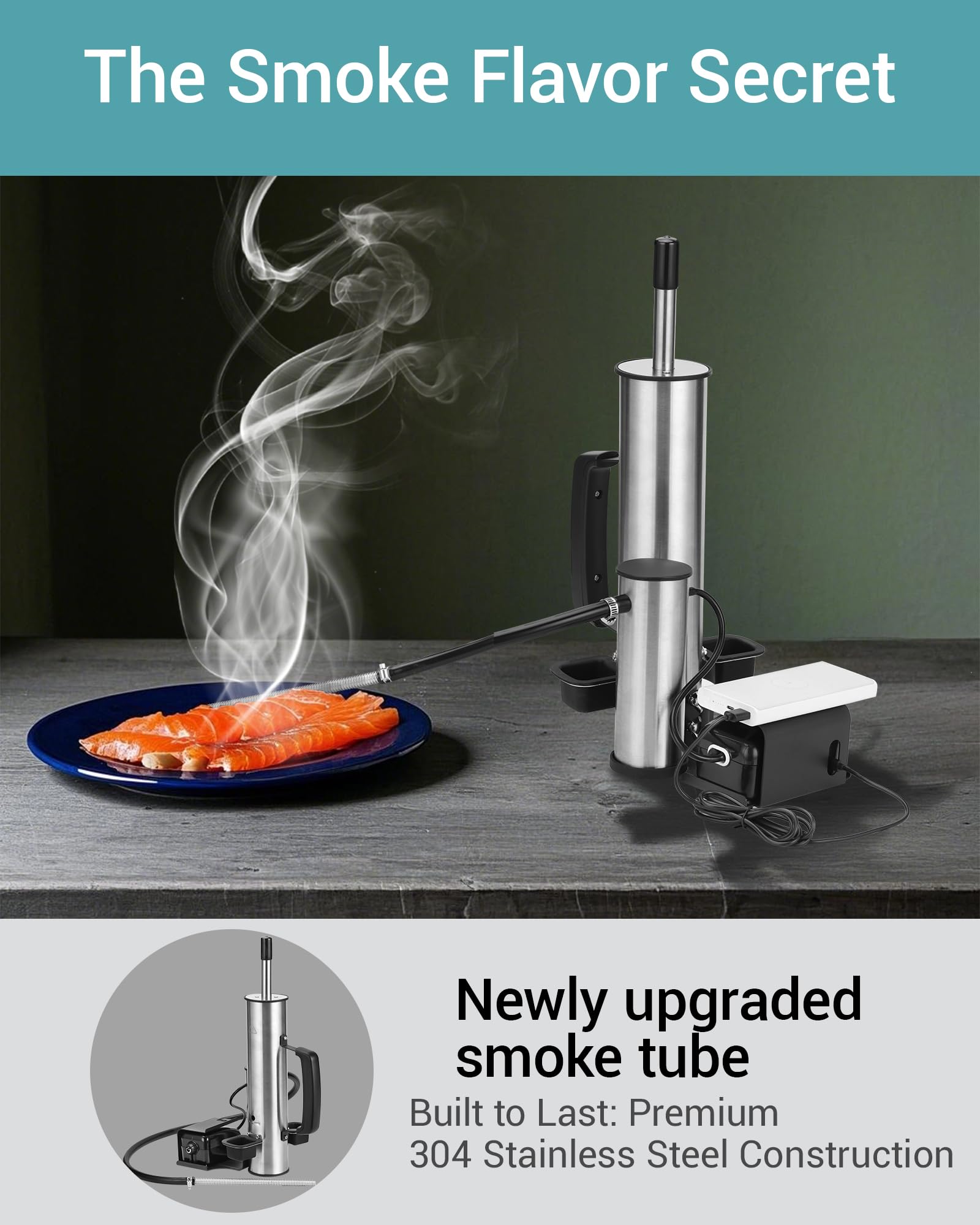 Premium Smoke Generator for Cheese & Meat - Cold & Hot Smoking Tube for Pellet Smokers, Grills & Blackstone Griddles - Portable Outdoor Smoker Box with Air Pump - Perfect for Camping, Backyard BBQs & Tailgating Parties