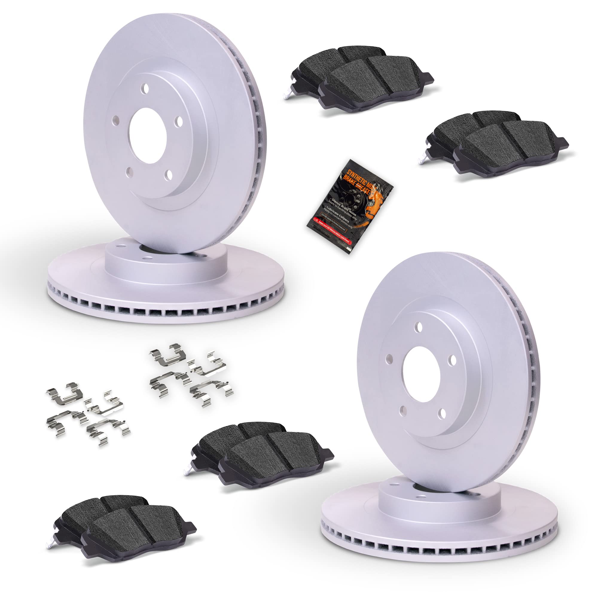 Premium Max Advanced Brakes - Eco-Friendly Geomet OE Front & Rear Rotors with Elite Max Brake Pads (KT061363) | High-Performance Braking System for Sedans, SUVs & Trucks | Smooth Stopping Power for City Driving & Highway Safety