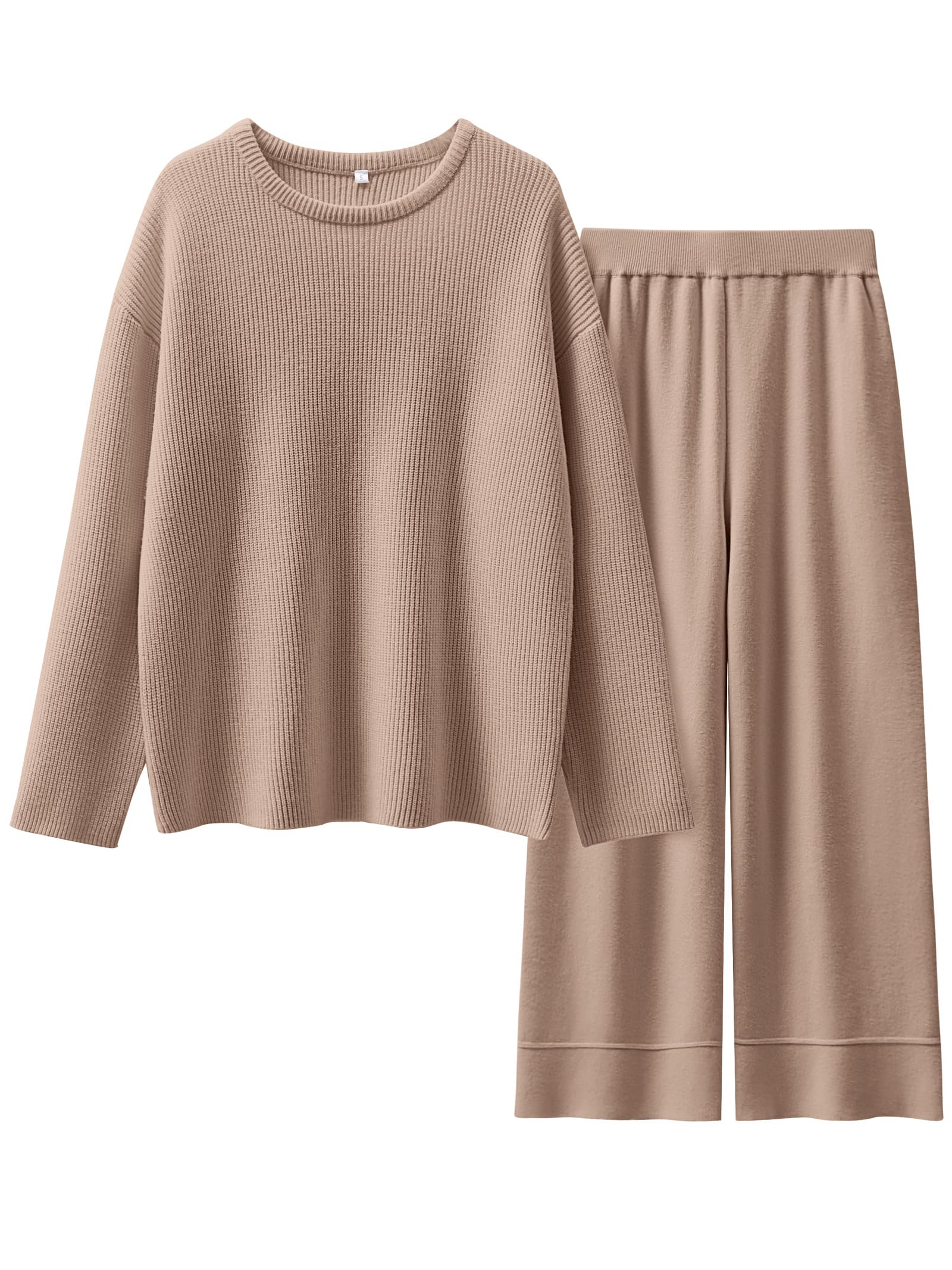 ANRABESS Women's Two Piece Outfits - Soft Sweater Lounge Set with Pullover Top & Wide Leg Pants, Casual Matching Set for Fall 2024 | Cozy Homewear, Loungewear & Street Style Outfit