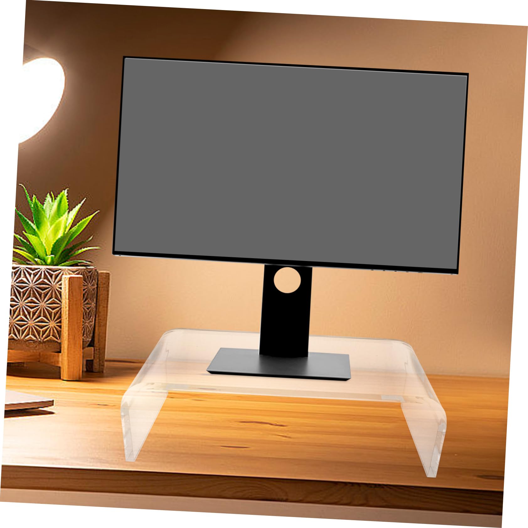 Operitacx Clear Acrylic Monitor Stand for Laptop & Printer - Adjustable Computer Riser with Display Shelf | Perfect for Home Office, Gaming Setup & Workspace Organization
