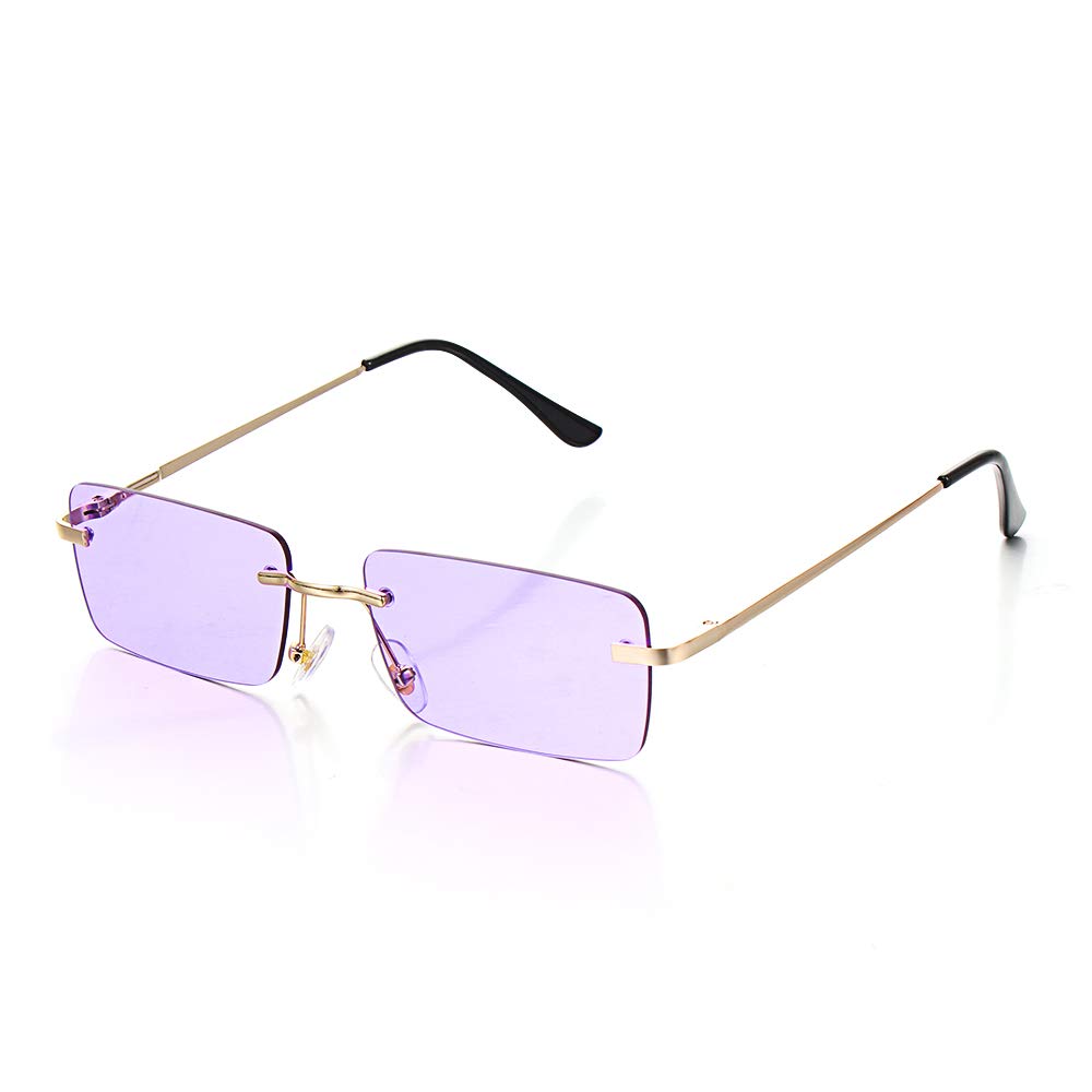 Trendy Rimless Rectangle Sunglasses for Women & Men - UV Protection Candy Color Fashion Eyewear for Beach, Party & Outdoor Activities