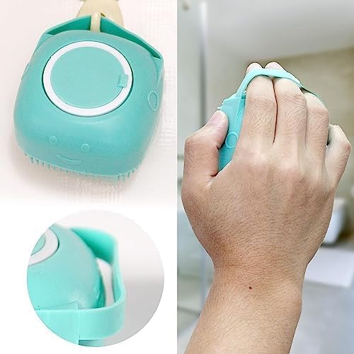 EXOMOON Silicone Massage Bath Brush - Exfoliating Body Scrubber with Soap Dispenser | Soft Skin Care Brush & Baby Bath Loofah | Shower Scrub for Adults & Kids | Perfect for Sensitive Skin & Spa Days (Multicolor, Pack of 1)