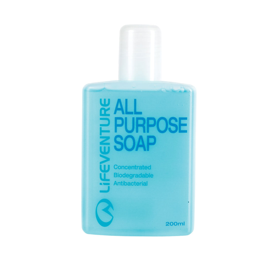 Lifeventure All Purpose Liquid Soap 200ml - Natural Hand & Body Wash for Travel, Camping & Outdoor Activities - Gentle Cleanser for Sensitive Skin