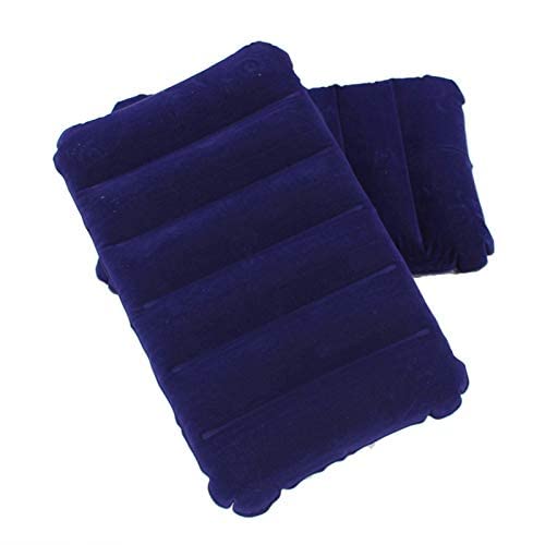 **AMFS Store Velvet Inflatable Travel Pillow - Ultra Soft & Comfortable Air Cushion for Sleeping - Portable Neck Support for Airplane, Car, Camping & Backpacking (Blue, Pack of 2)**