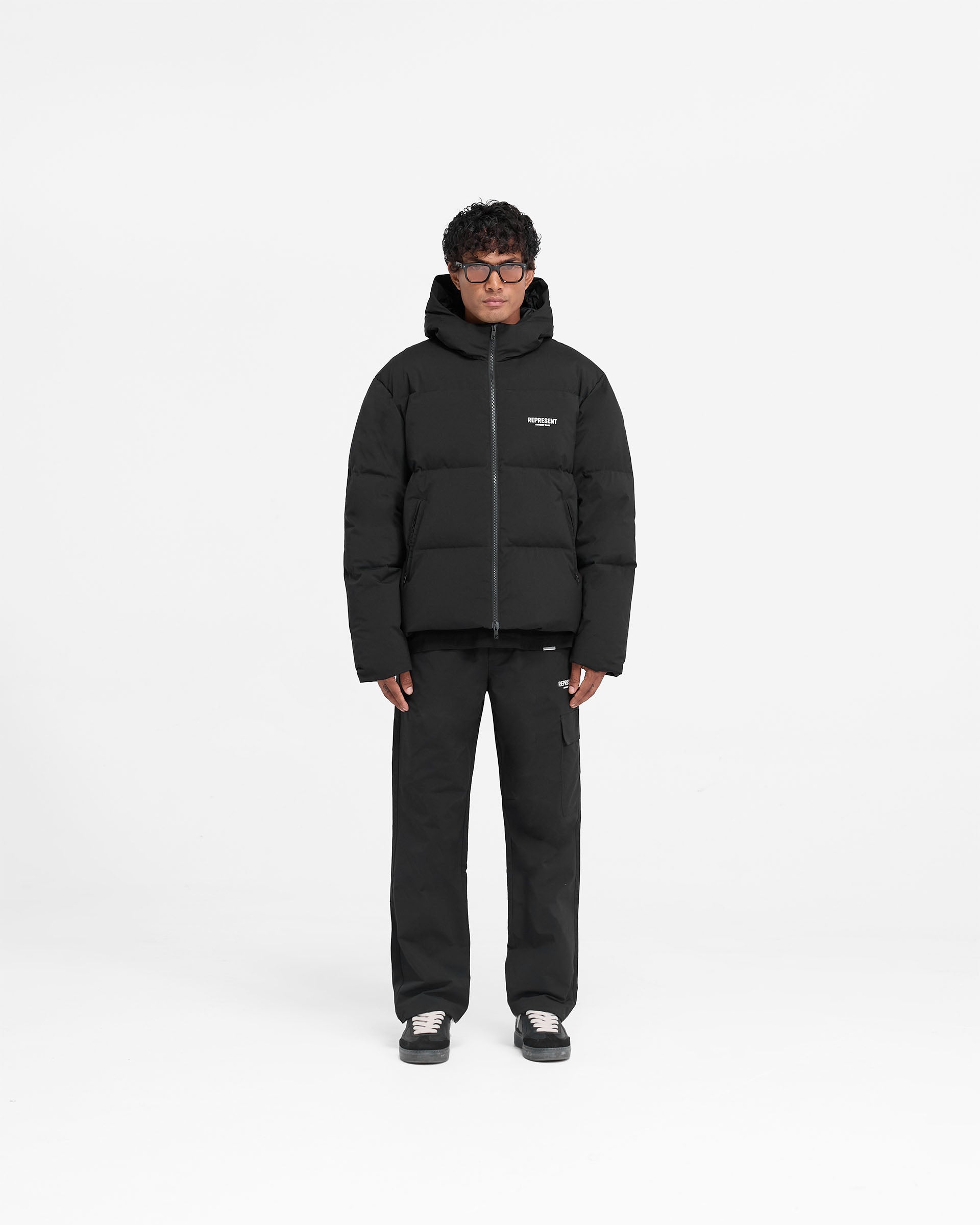 Represent Owners Club Hooded Puffer Jacket - Black | Winter Warm Fashion Coat for Men & Women | Perfect for Streetwear, Urban Outfits & Cold Weather