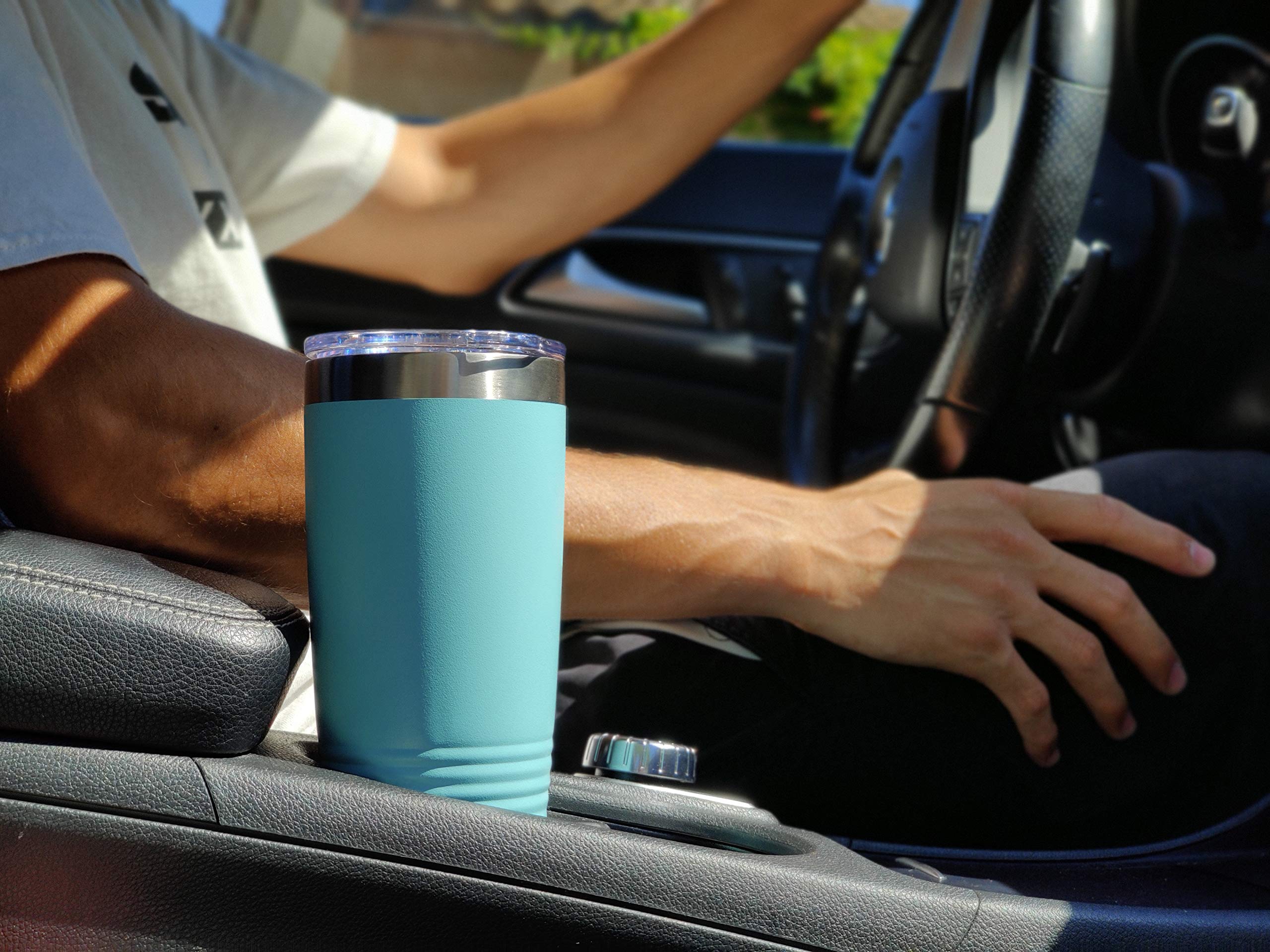 LaserGram 20oz Vacuum Insulated Stainless Steel Tumbler Mug with Alien Head Design - Personalized Engraving Included (Light Blue) - Perfect for Coffee, Tea & Cold Drinks at Home, Office or Travel