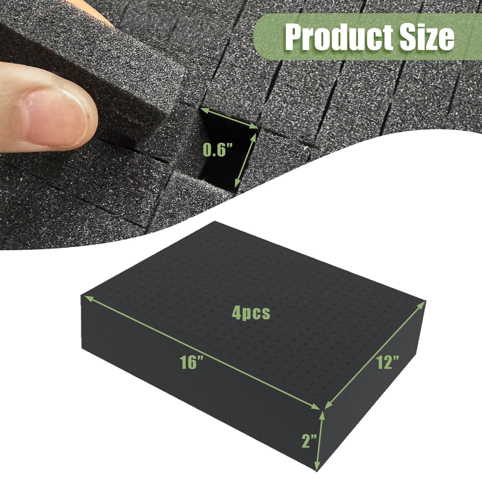 4 Pack Gun Case Foam Inserts - 16 x 12 x 2 Inch Black Polyurethane Pick and Pluck Shadow Foam Sheets for Toolbox, Firearm Storage, and Craft Projects | Perfect for Gun Case Padding, Tool Organization, and DIY Crafting