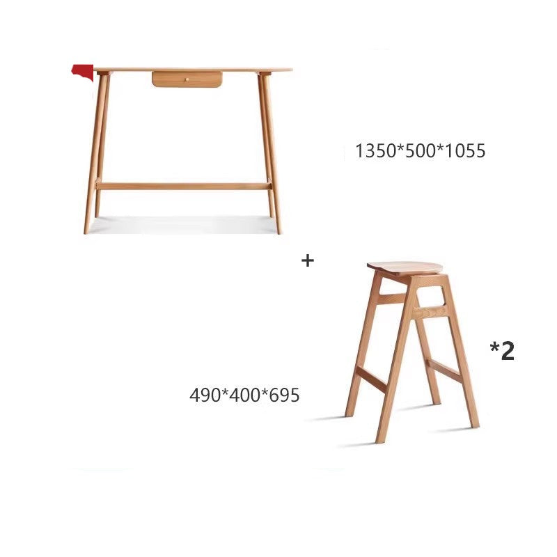 Solid Oak and Cherry Wood Bar Table - Rustic Pub Style Counter Height Table for Kitchen, Dining Room, or Home Bar Decor
