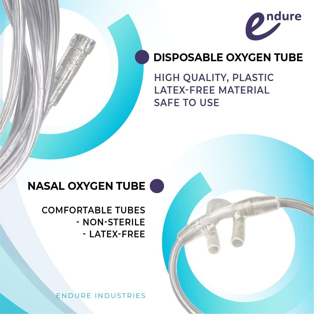 Latex-Free Soft Nasal Oxygen Cannula with 7ft Oxygen Tubing - Pack of 5 for Adults (Curved Prong) - Ideal for Home Oxygen Therapy, COPD & Sleep Apnea Treatment