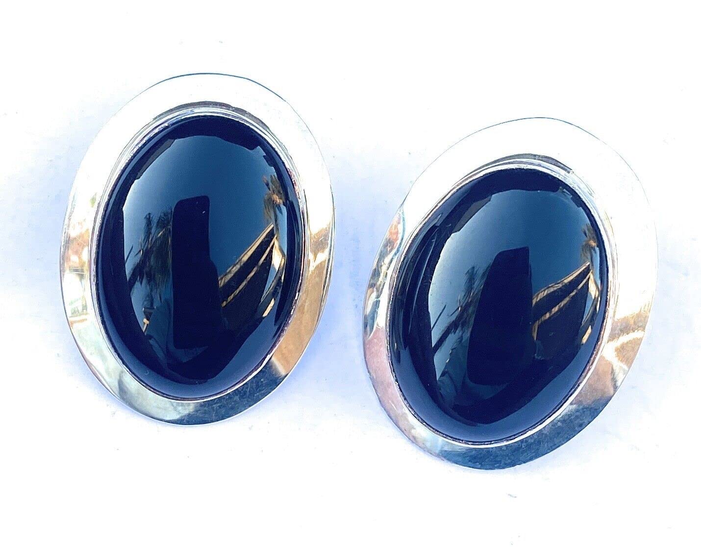 Authentic Vintage Navajo Sterling Silver & Black Onyx Post Earrings - Handmade Native American Jewelry for Women - Perfect for Weddings, Parties & Everyday Wear
