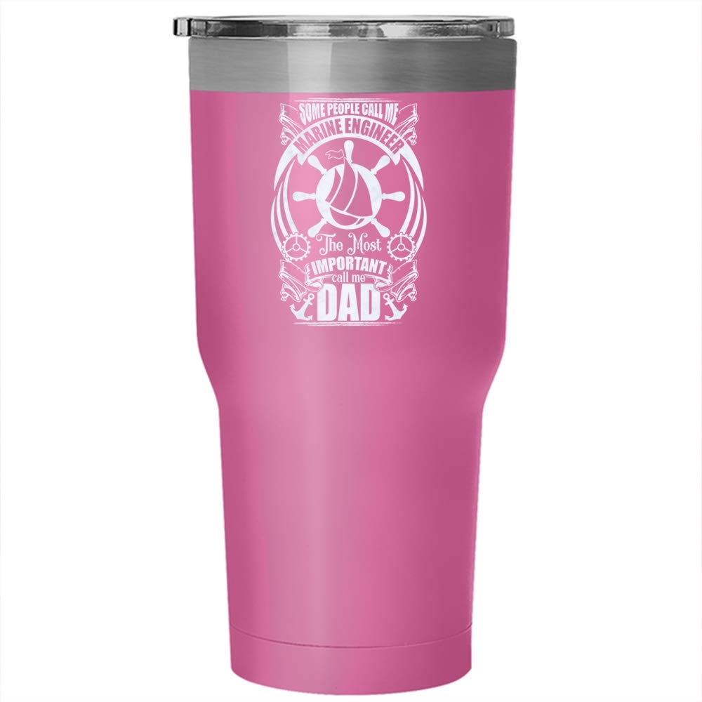 30 oz Stainless Steel Marine Engineer Tumbler - Dad Travel Mug with Lid, Insulated Outdoor Coffee Cup for Camping, Hiking & Office Use (Pink)