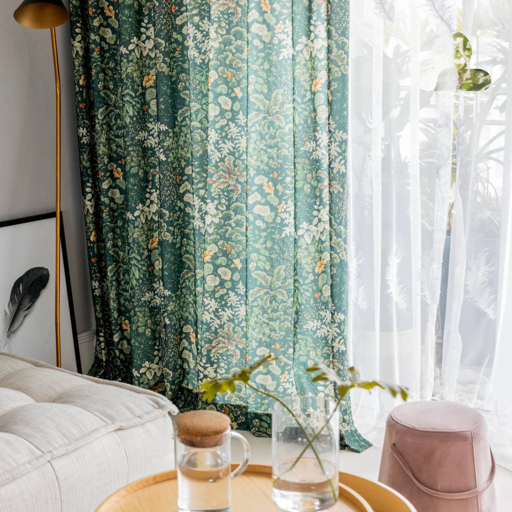 Lana Countryside Botanical Blackout Curtains - Custom Room Darkening Window Drapes for Bedroom & Living Room | Nature-Inspired Home Decor