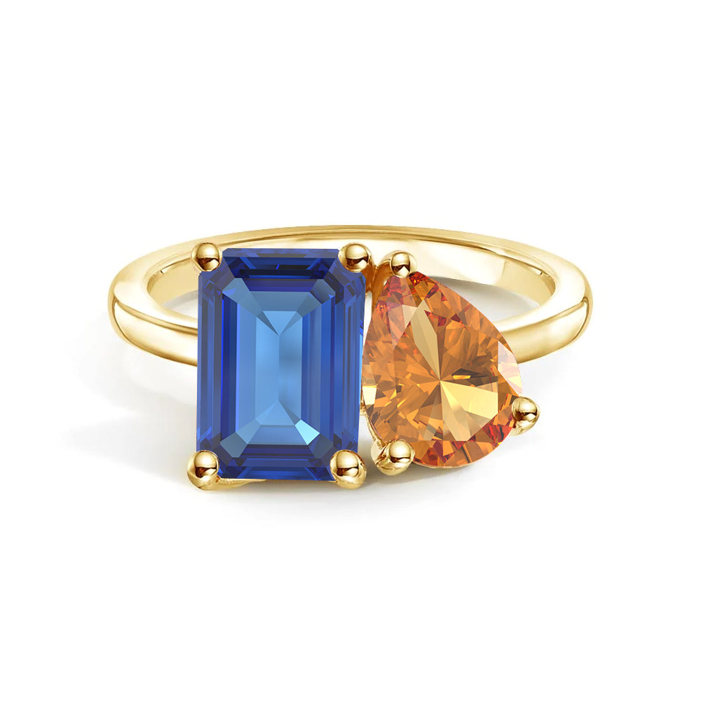 Toi et Moi Personalized Sapphire Birthstone Ring | Custom Anniversary Jewelry Gift for Her | Perfect for Weddings, Engagements & Romantic Occasions