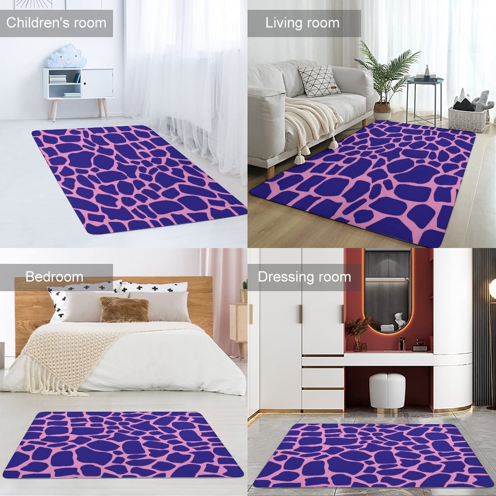 Soft Giraffe Print Animal Texture Kids Rug - Non-Slip Foldable 5x6.5ft Area Rug for Nursery, Playroom, Bedroom & Living Room Decor | Perfect for Girls' Rooms, Teen Dorms & Cozy Home Spaces