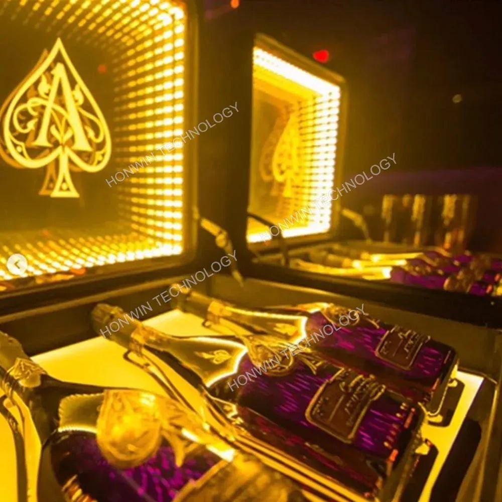 Rechargeable LED Champagne Bottle Display Case - 3 Bottle Capacity for Armand de Brignac & Ace of Spade - Perfect for Nightclubs, VIP Events & Luxury Gift Presentations