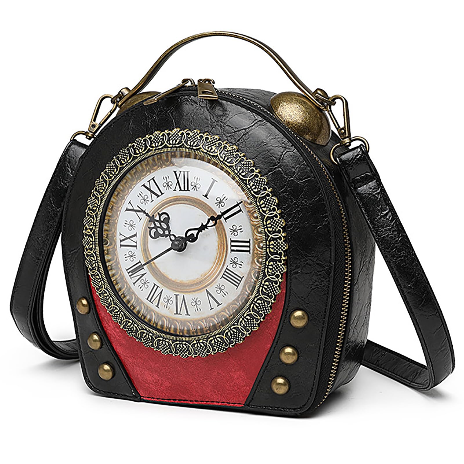 Vintage Steampunk Messenger Bag for Women - Antique Clock Design PU Leather Crossbody Shoulder Bag - Retro Working Clock Handbag (Black) | Perfect for Cosplay, Gothic Fashion & Everyday Use