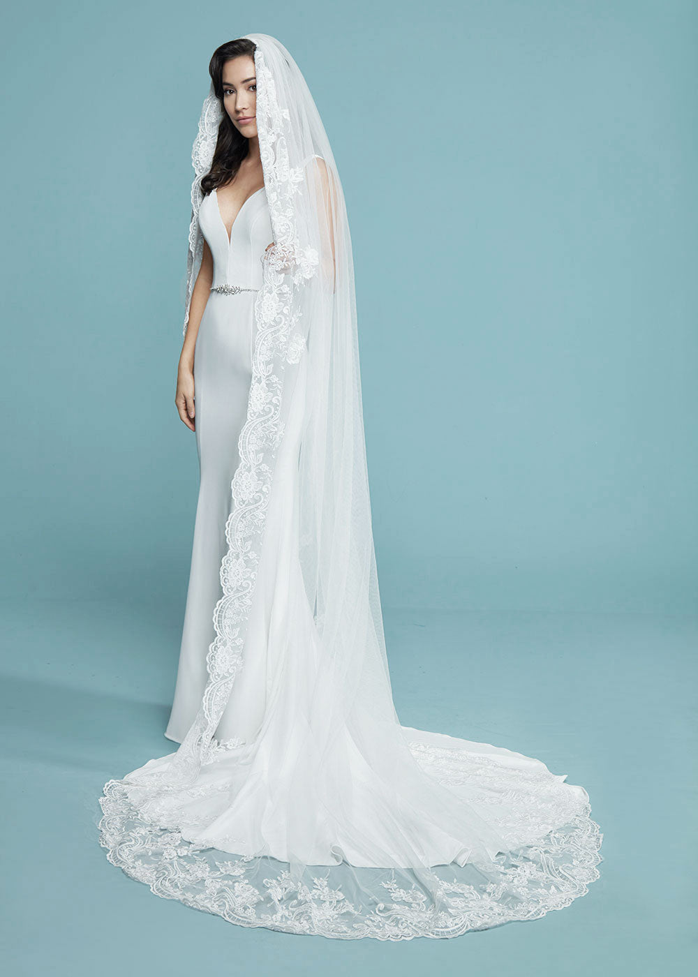 Hailey Veil - Elegant Lace Wedding Veil with Comb for Brides | Perfect for Church Ceremonies, Beach Weddings & Photo Shoots