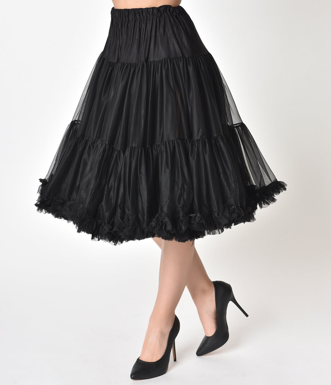Vintage 1950s Style Black Ruffled Petticoat Crinoline - Retro Swing Skirt Underskirt for Rockabilly Dresses, Pinup Costumes & Wedding Attire