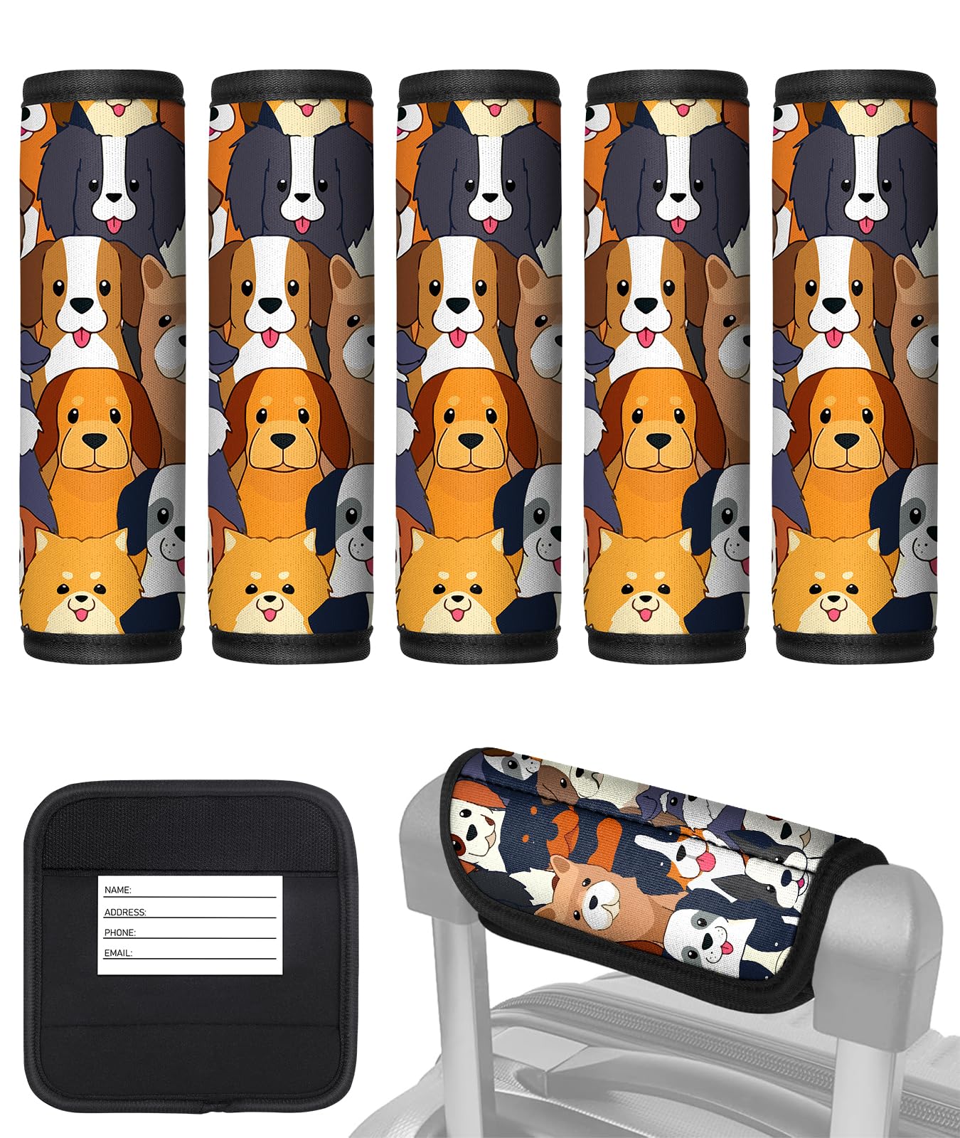 Slohif 5Pcs Luggage Handle Wrap - Bright Suitcase Identifier for Easy Travel Identification | Airport & Dog Travel Accessories