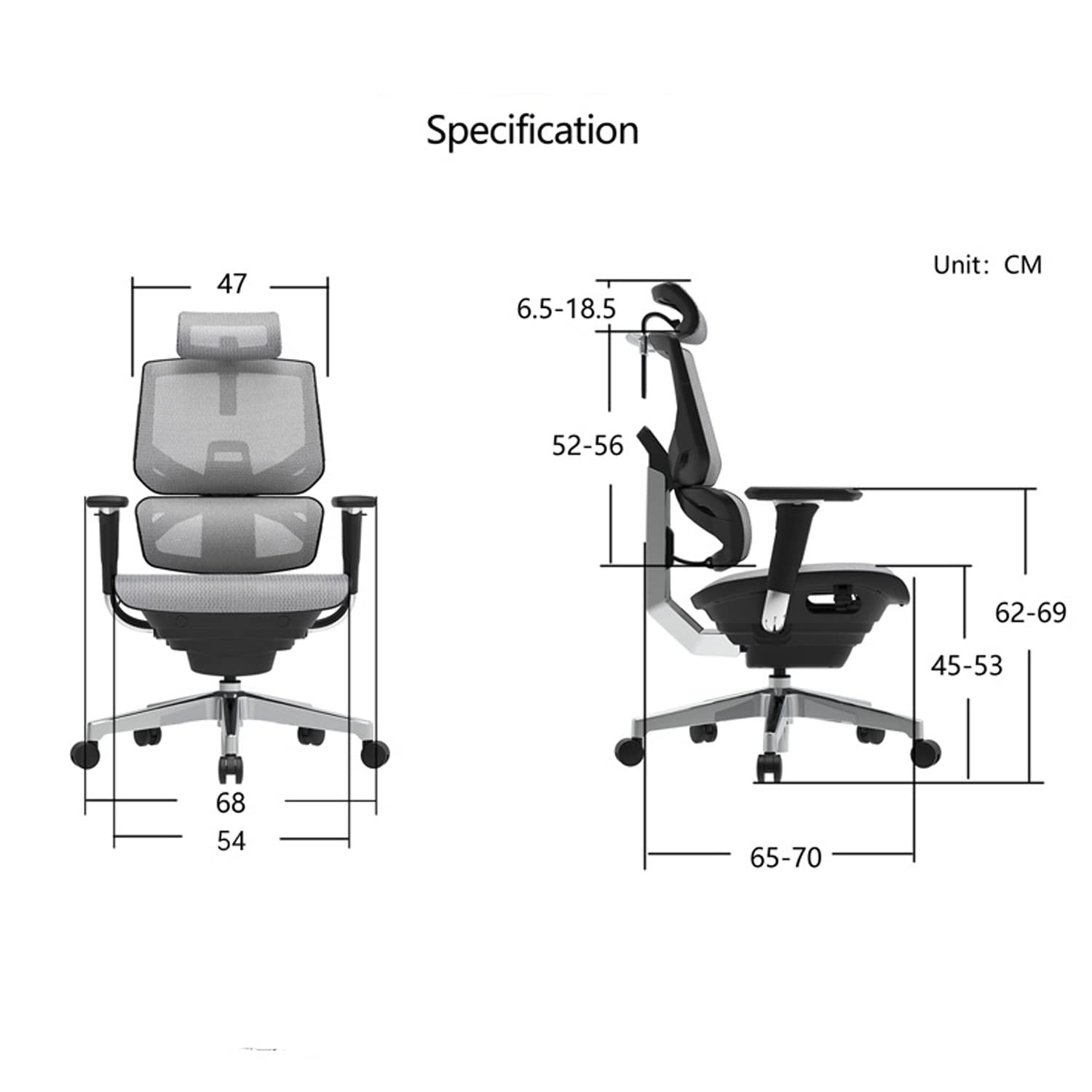 AVLUZ Ergonomic Office Chair with 3D Adjustable Armrests, Breathable Mesh Back & Lumbar Support - Comfortable Computer Desk Chair for Work, Gaming & Home Office (Gray with Footrest) - Perfect for Long Hours Sitting & Back Pain Relief