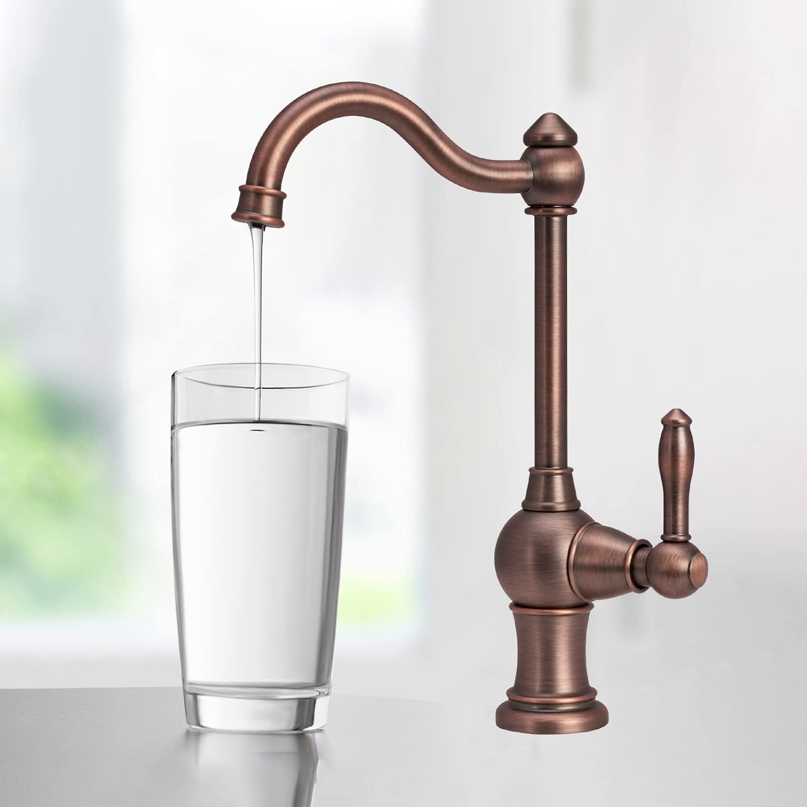 Akicon One-Handle Drinking Water Filter Faucet Purifier, Cold Water (American Bronze) for Kitchen and Home Use