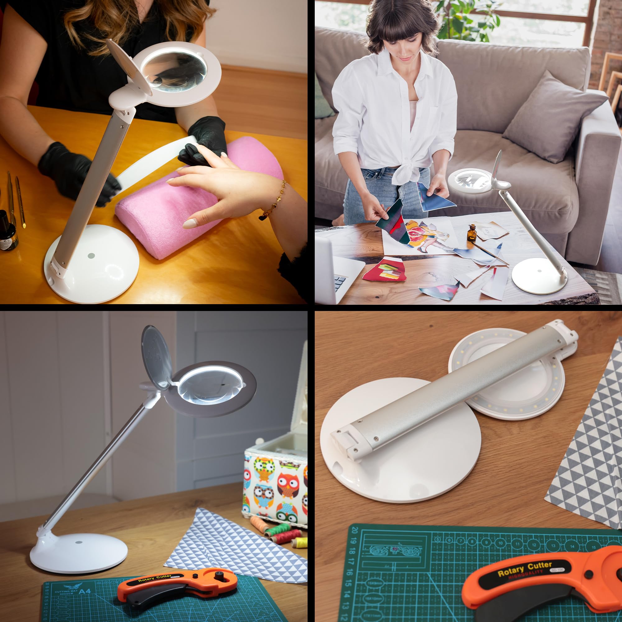 Halo Go Rechargeable USB Magnifier Lamp - 6000K Daylight White, Portable & Lightweight Desk Light for Reading, Sewing, Crafts, Nail Art | Perfect for Home Office, Hobbyists & Salon Professionals