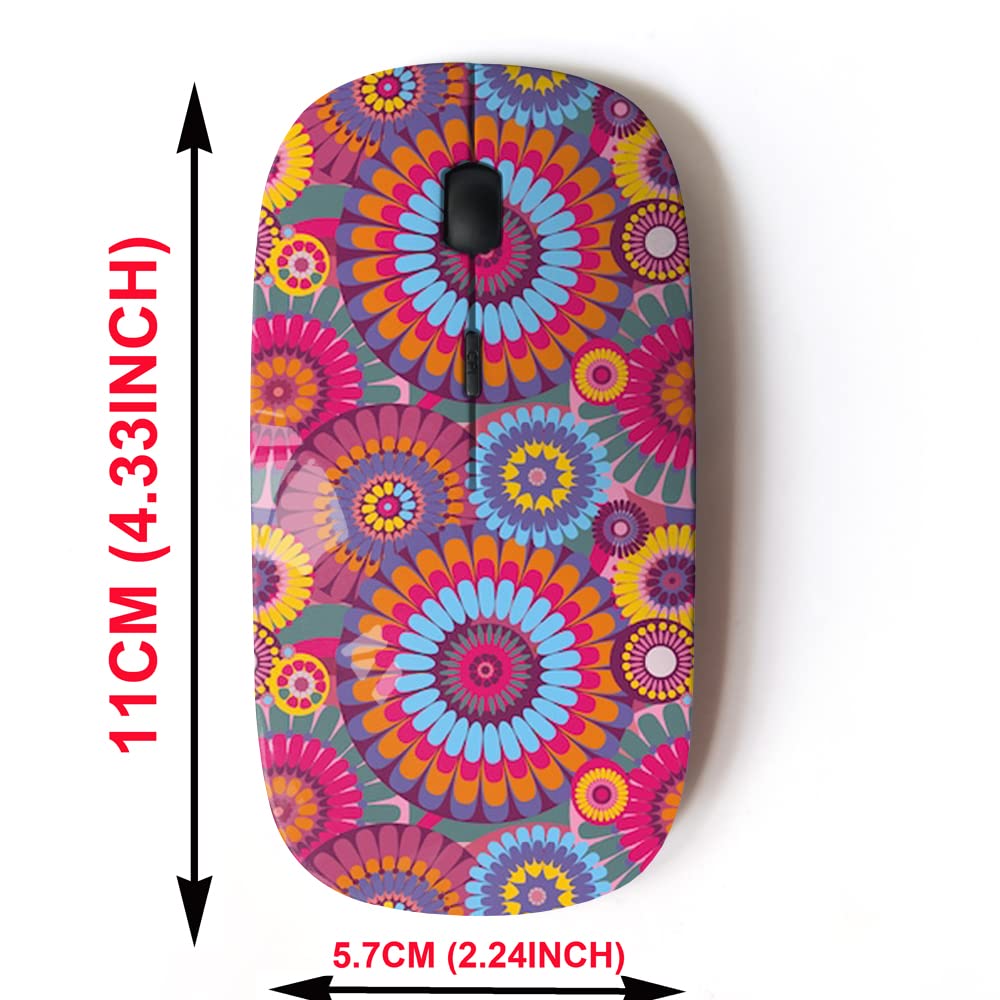 2.4G Wireless Mouse with Cute Floral Design - Ergonomic Optical Mouse for Laptop, PC, Desktop Computer - Includes Nano USB Receiver - Perfect for Office, Home, Gaming and Travel Use