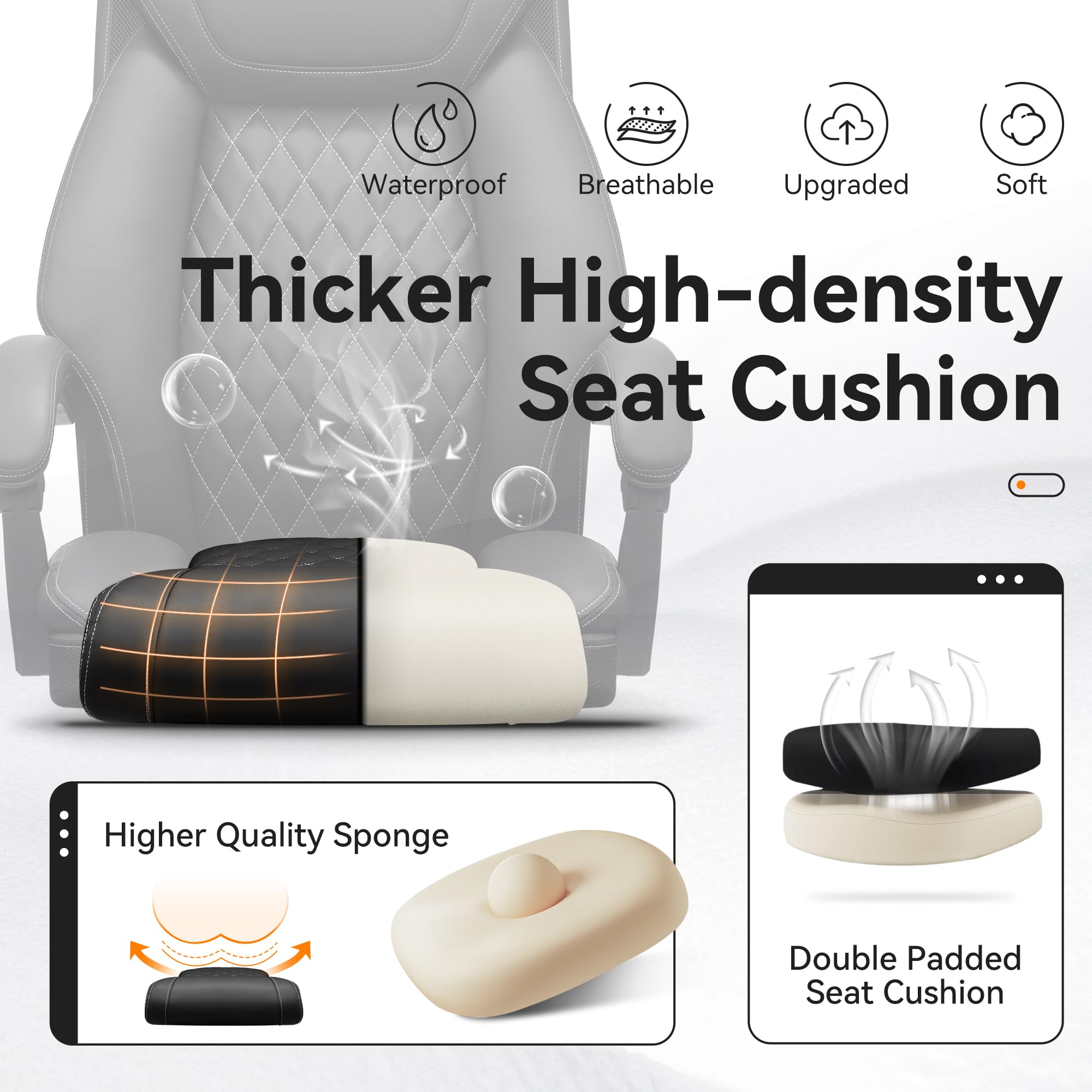 Premium Executive Leather Office Chair - Adjustable High Back Ergonomic Computer Desk Chair with Lumbar Support & Footrest - Big and Tall Comfortable Reclining Chair for Home Office, Conference Room & Gaming Setup