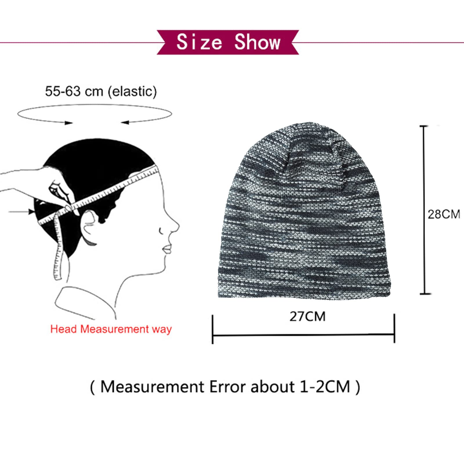Warm Winter Knit Beanie Hat for Men & Women - Stretchy Soft Fleece Lined Skull Cap, Slouchy Unisex Hat for Cold Weather, Outdoor Activities, Fishing, and Casual Wear