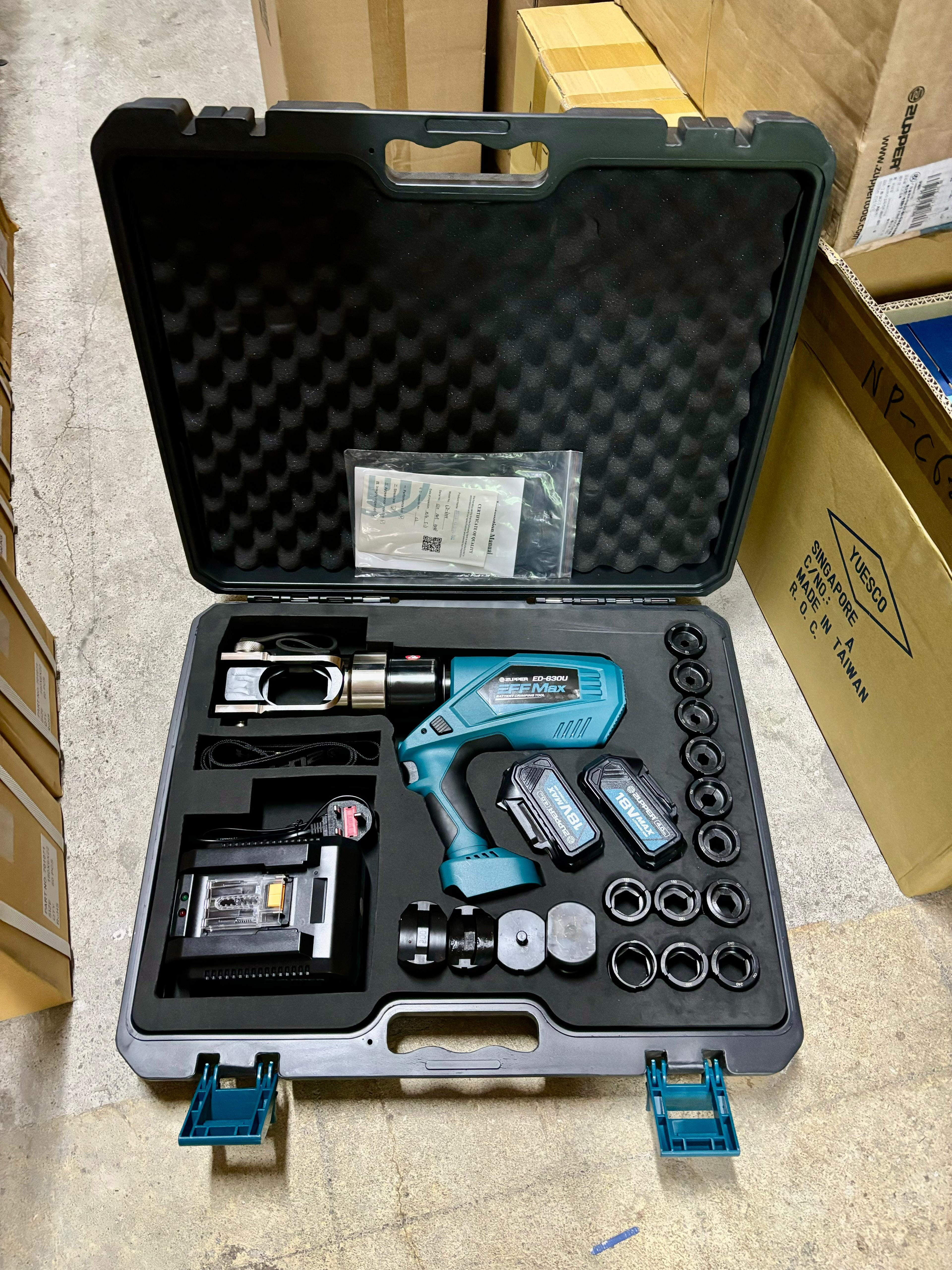 Aiko 18V Cordless Battery Powered Crimping Tool - ED 630U | Professional Electrical & Network Cable Crimper for Electricians, DIY & Home Improvement Projects