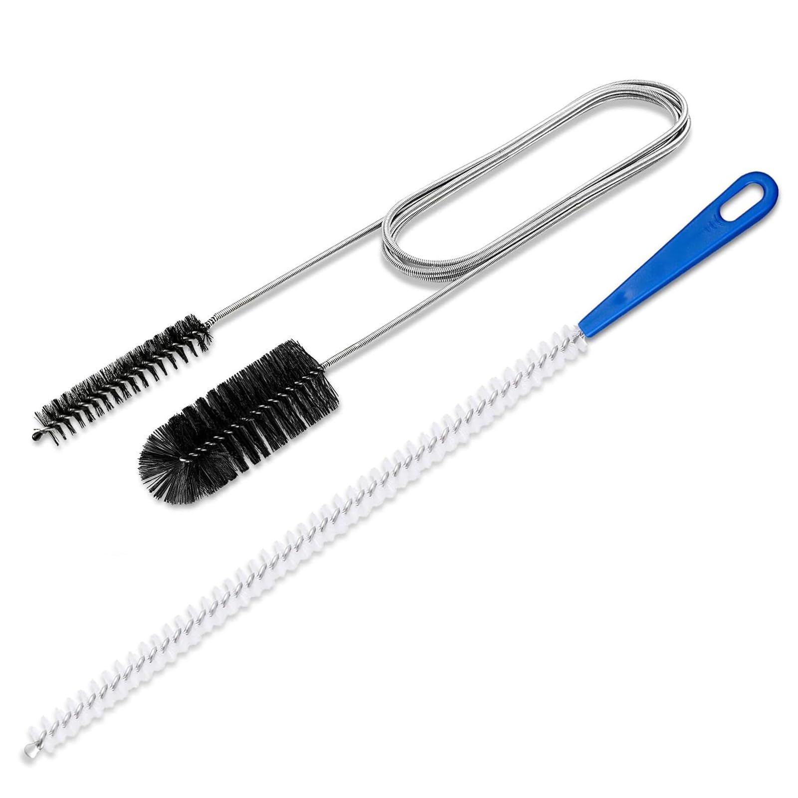 Adove Flexible Extra Long 61-Inch Drain Brush & 17.7-Inch Sink Unblocker - Dual-Ended Nylon Pipe Cleaner for Curved Pipes, Narrow Holes - Perfect for Kitchen Sink, Shower Drain, and Bathroom Pipe Cleaning