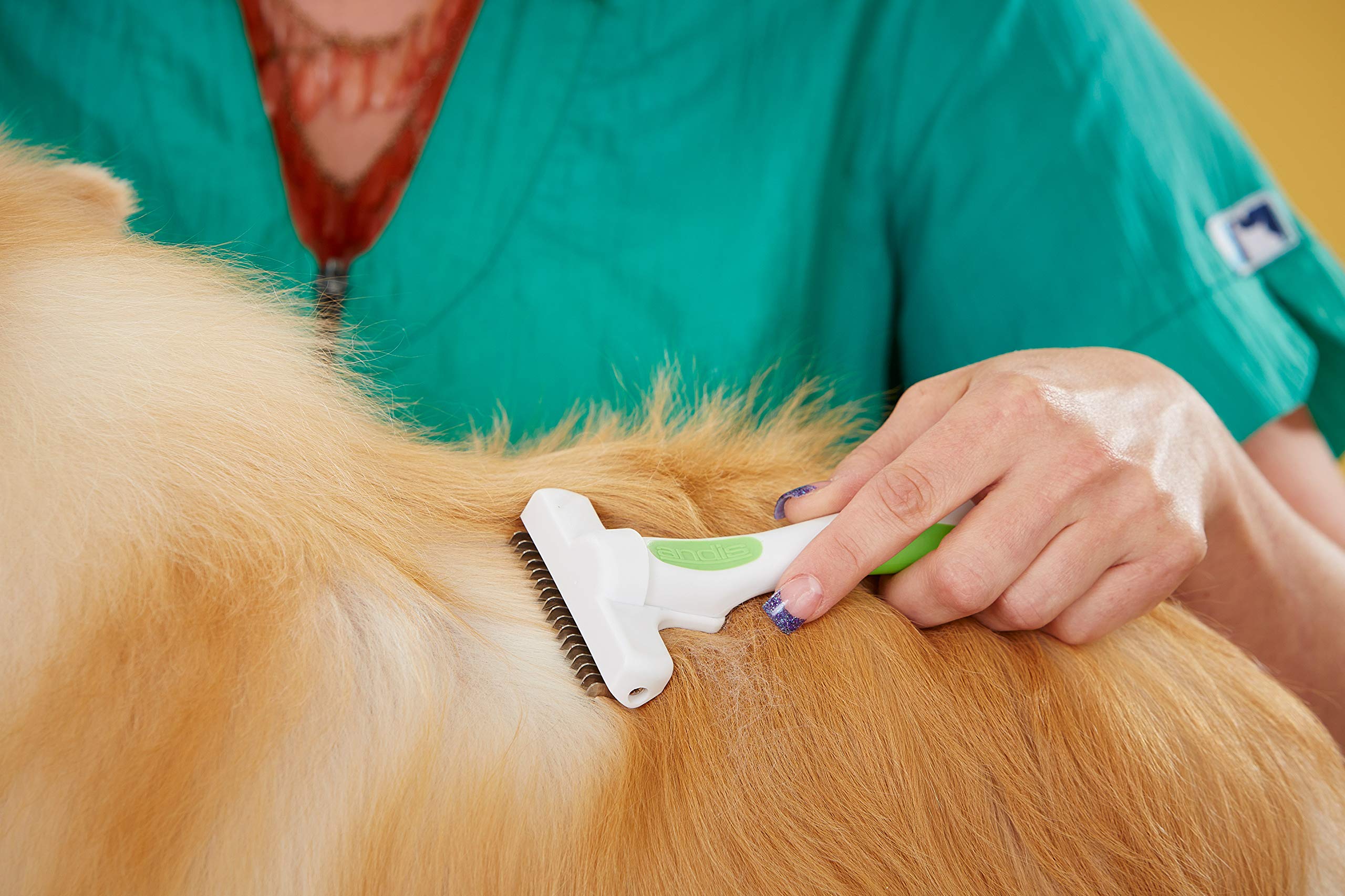 Andis 65760 Deshedding Tool for Cats & Dogs - Reduces Shedding by 90% - Gentle Dematting Brush with Non-Slip Rubber Handle - Perfect for Home Grooming & Pet Shedding Control
