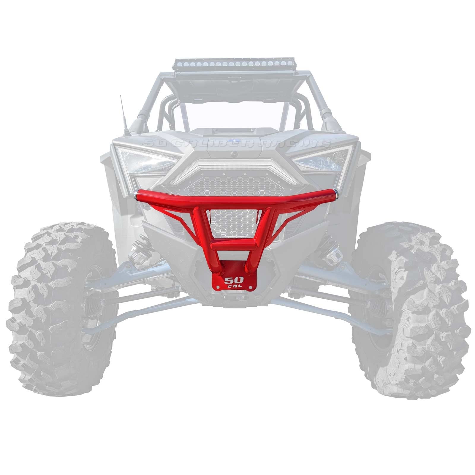 50 Caliber Racing Red Front Bumper for Polaris RZR Pro XP & XP4 (2020+) - Compatible with 2 & 4 Seater Models, Light Bar Tabs Included - Perfect for Off-Roading, Trail Riding & UTV Adventures