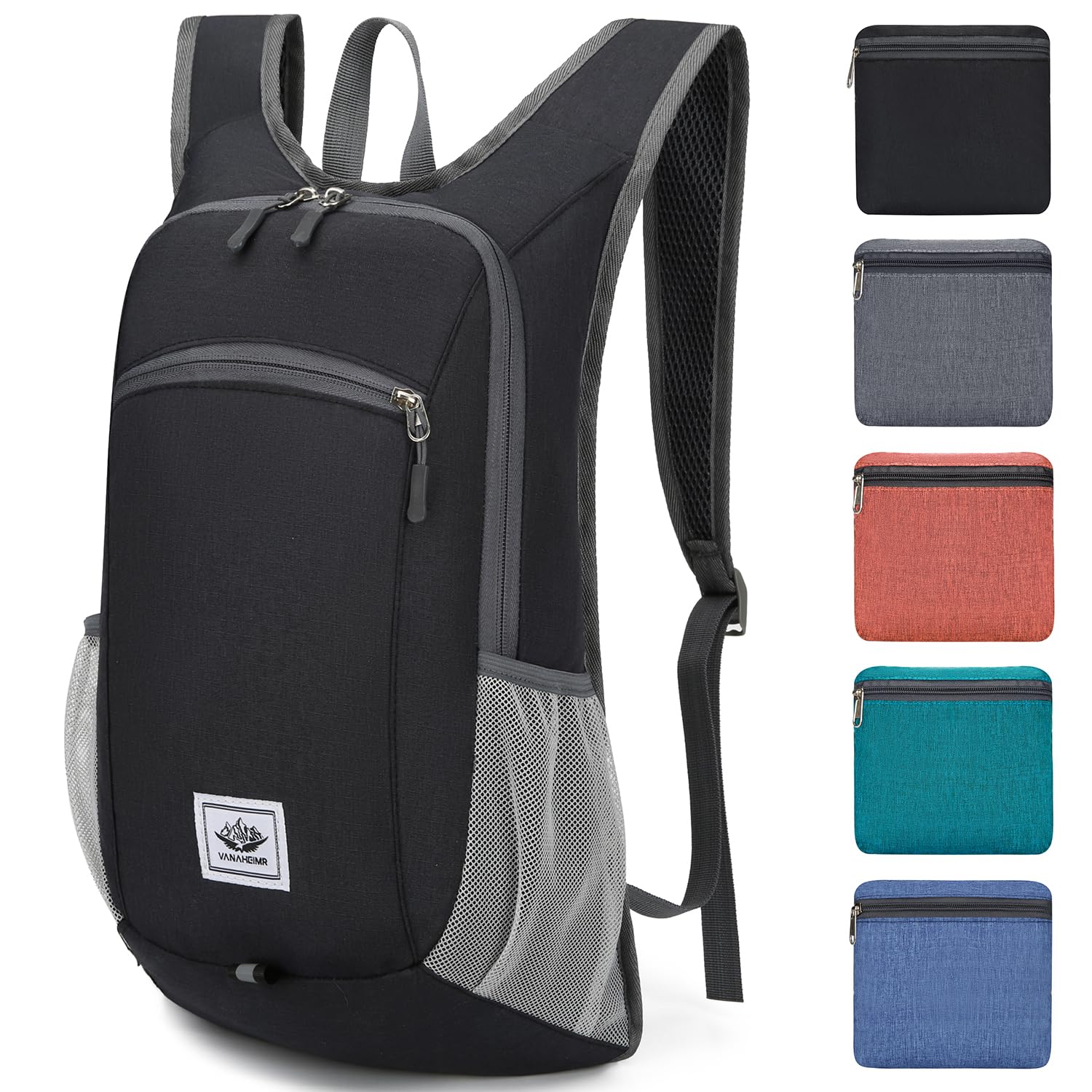 Esup 15L Lightweight Hiking Backpack - Foldable Compact Travel Daypack for Camping, Hiking & Outdoor Adventures - Water-Resistant Packable Backpack for Women & Men (Black) - Perfect for Day Trips, Gym, Commuting & Travel