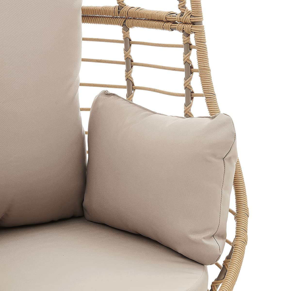 Barton Oversized Egg Style Wicker Swivel Chair with Canopy & 4 Cushions - Outdoor Patio Lounge Basket Chair for Garden, Poolside, and Backyard Relaxation