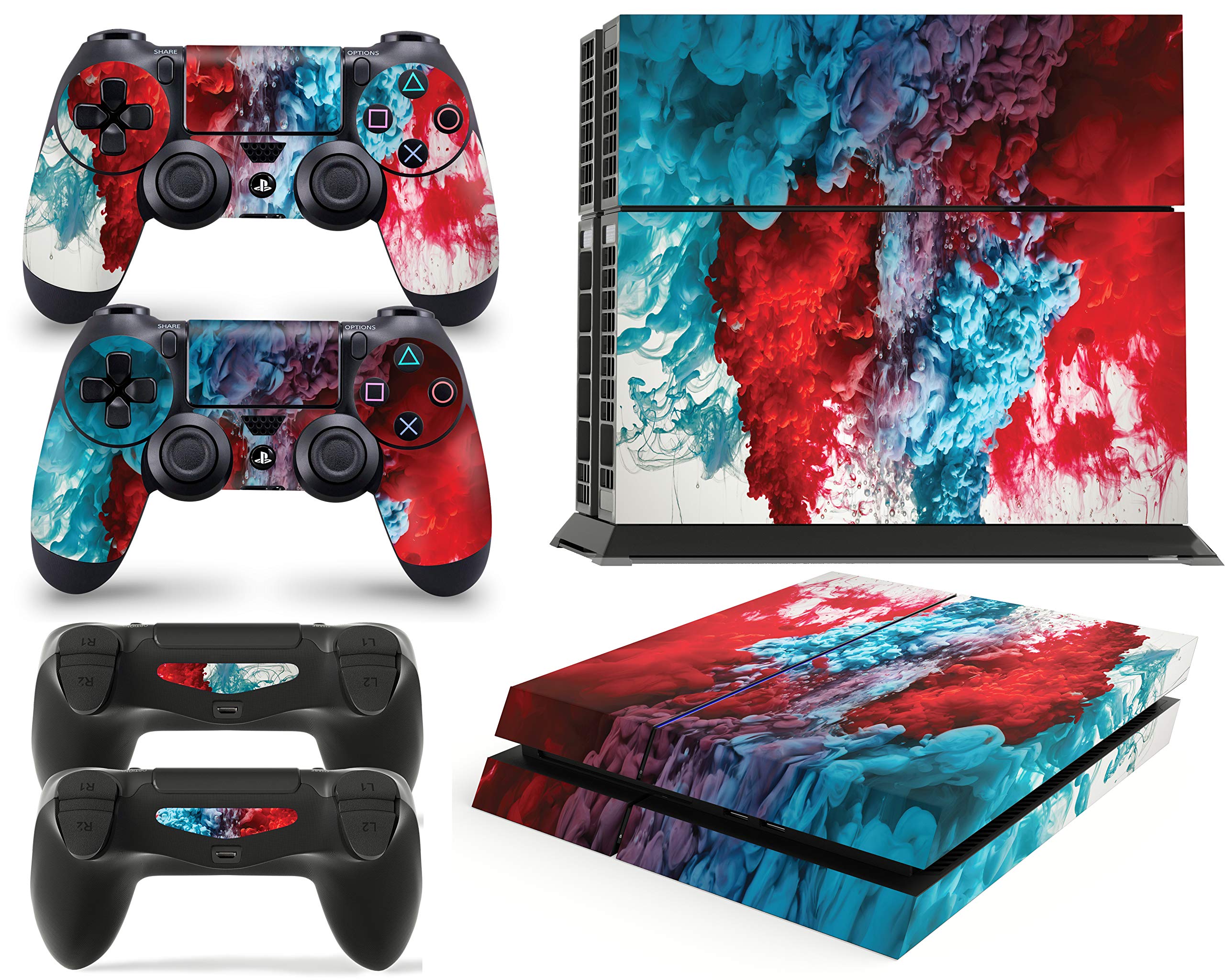 PS4 Console & Controller Skins Set - Color Explosion Vinyl Decal Stickers for Custom Gaming Setup | Perfect for Gaming Enthusiasts & Personalization