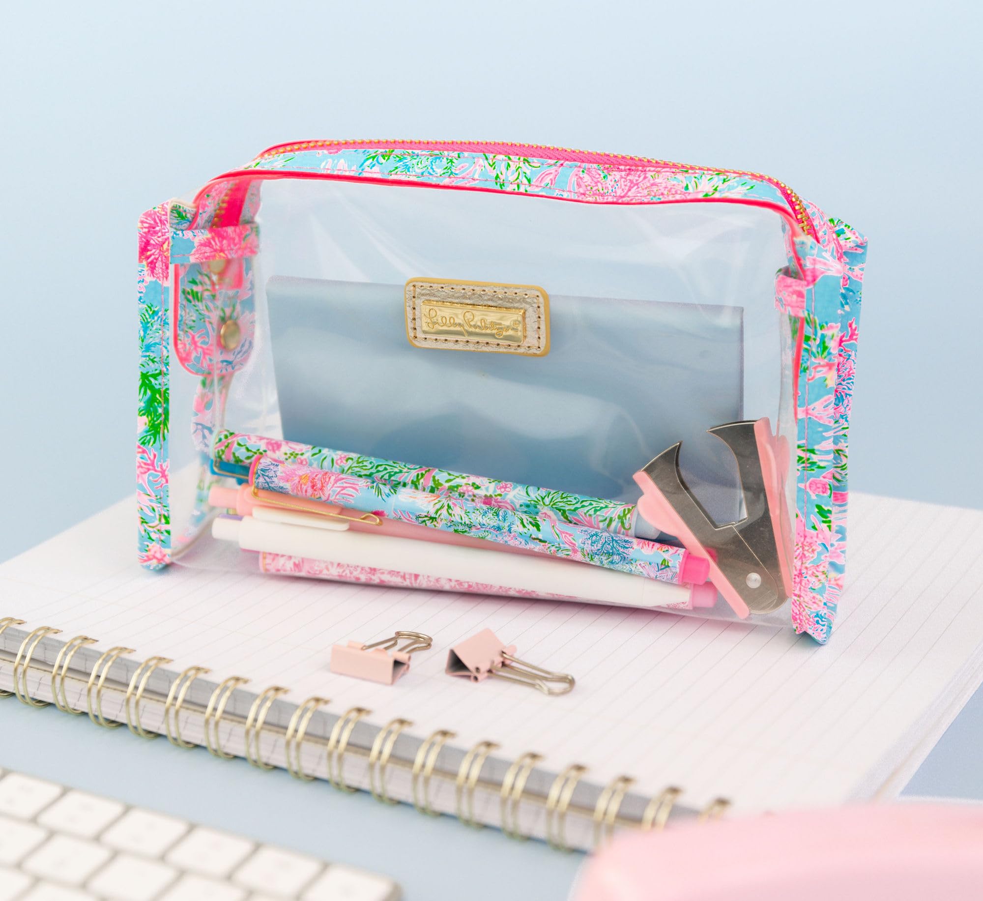 Lilly Pulitzer Clear Zipper Pouch - Stylish Waterproof Makeup Bag & Travel Toiletry Organizer for Women | Perfect for Cosmetics, School Supplies, Jewelry & Essentials | Cute Cay to My Heart Design for Home, Office & Vacation Use