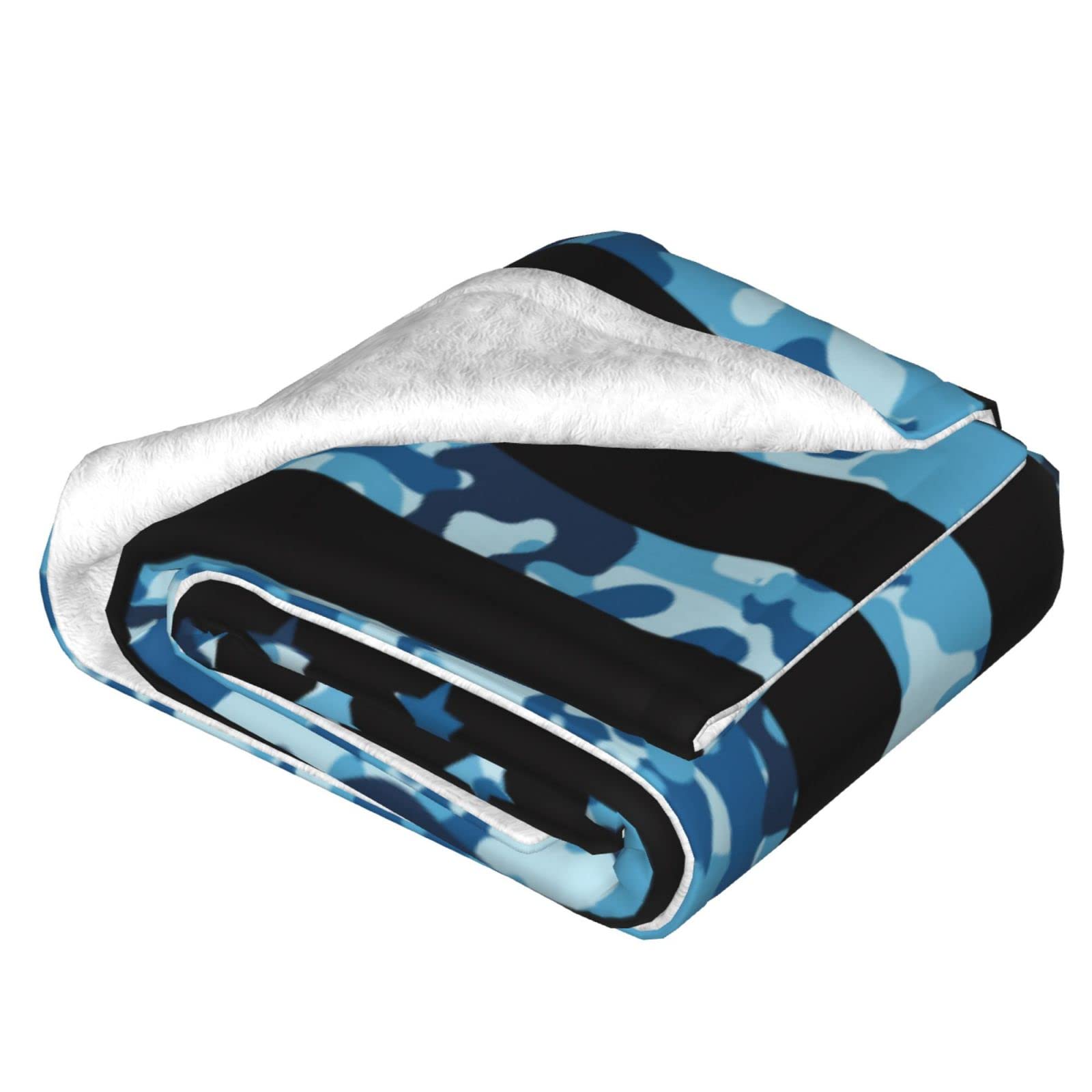 Premium Navy Camouflage American Flag Fleece Blanket - Ultra Soft & Warm Throw for Bed, Couch, Living Room - Perfect for Kids, Adults & Outdoor Camping