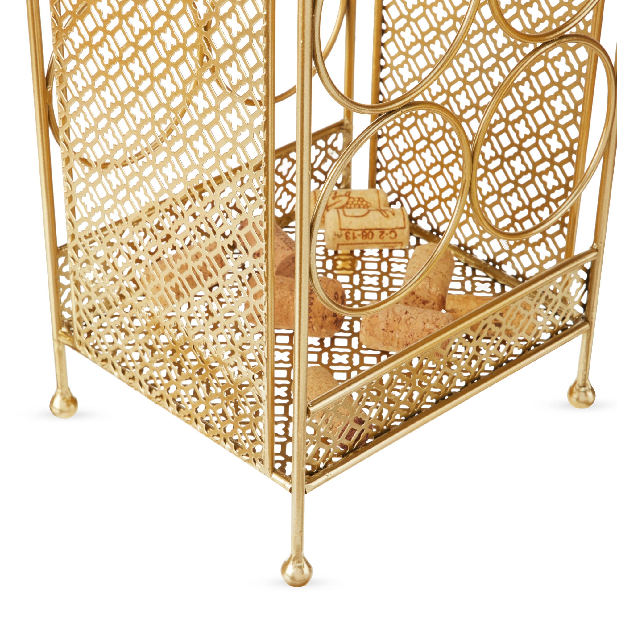 Twine Trellis Wine Rack - Holds 7 Bottles, Gold Countertop Wine Storage Organizer, Durable Cast Iron Design - Perfect for Kitchen Counter, Bar, Dining Room & Wine Cellar Decor