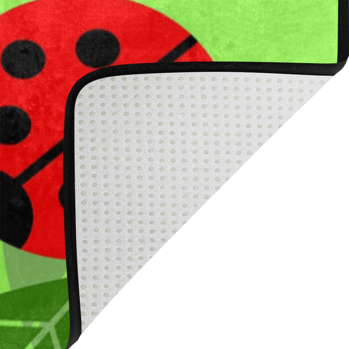 ALAZA Cartoon Ladybug on Leaves Area Rug - 5'3