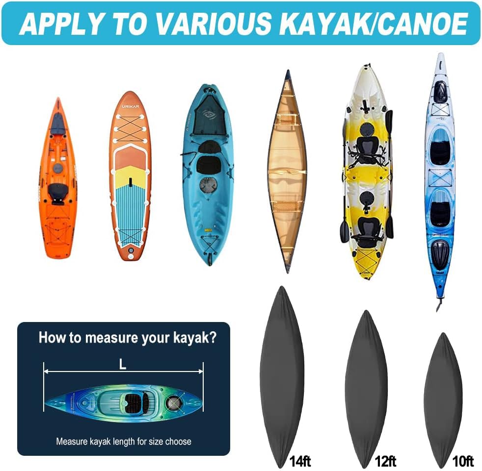 600D Heavy Duty Waterproof & UV-Resistant Kayak Cover - Fade & Tear Proof Canoe Cover with Waterproof Zipper for Indoor/Outdoor Storage - Perfect for Trailering, Boat Storage & All-Weather Protection